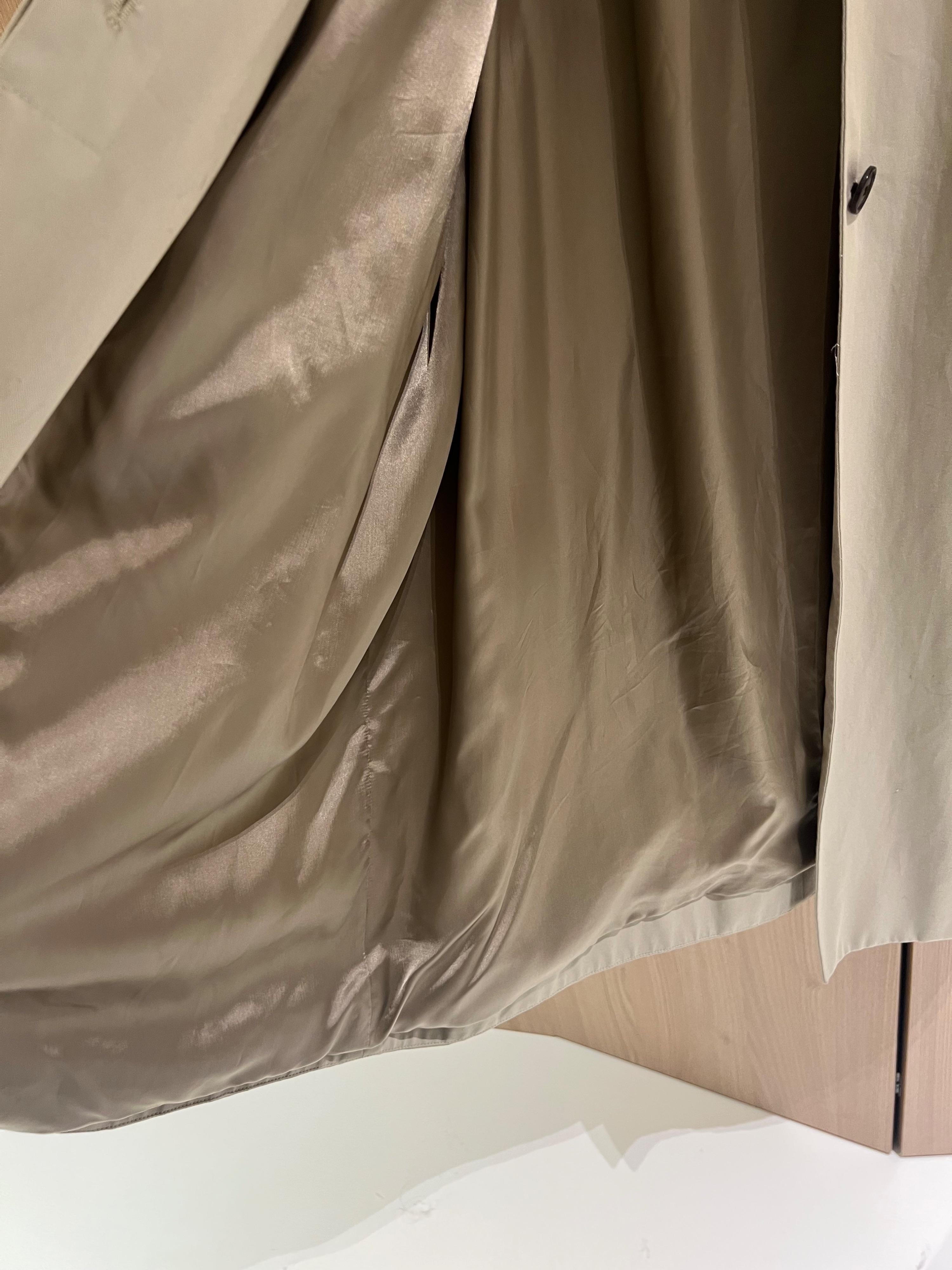 Beige Exaggerated Shoulder Trench Coat