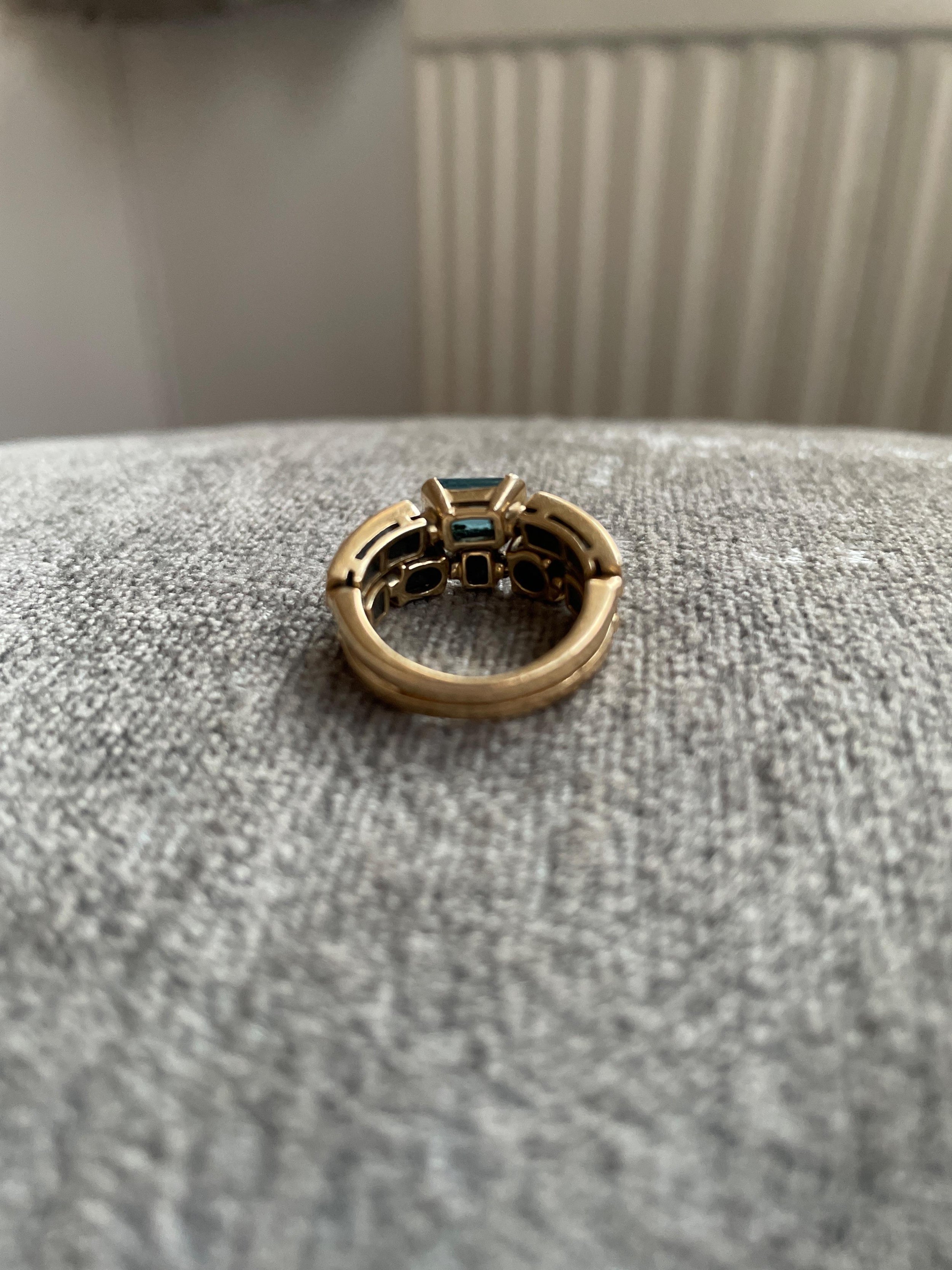 Bvlgari 18K Yellow Gold Allegra 2 Band Multi Gem Ring