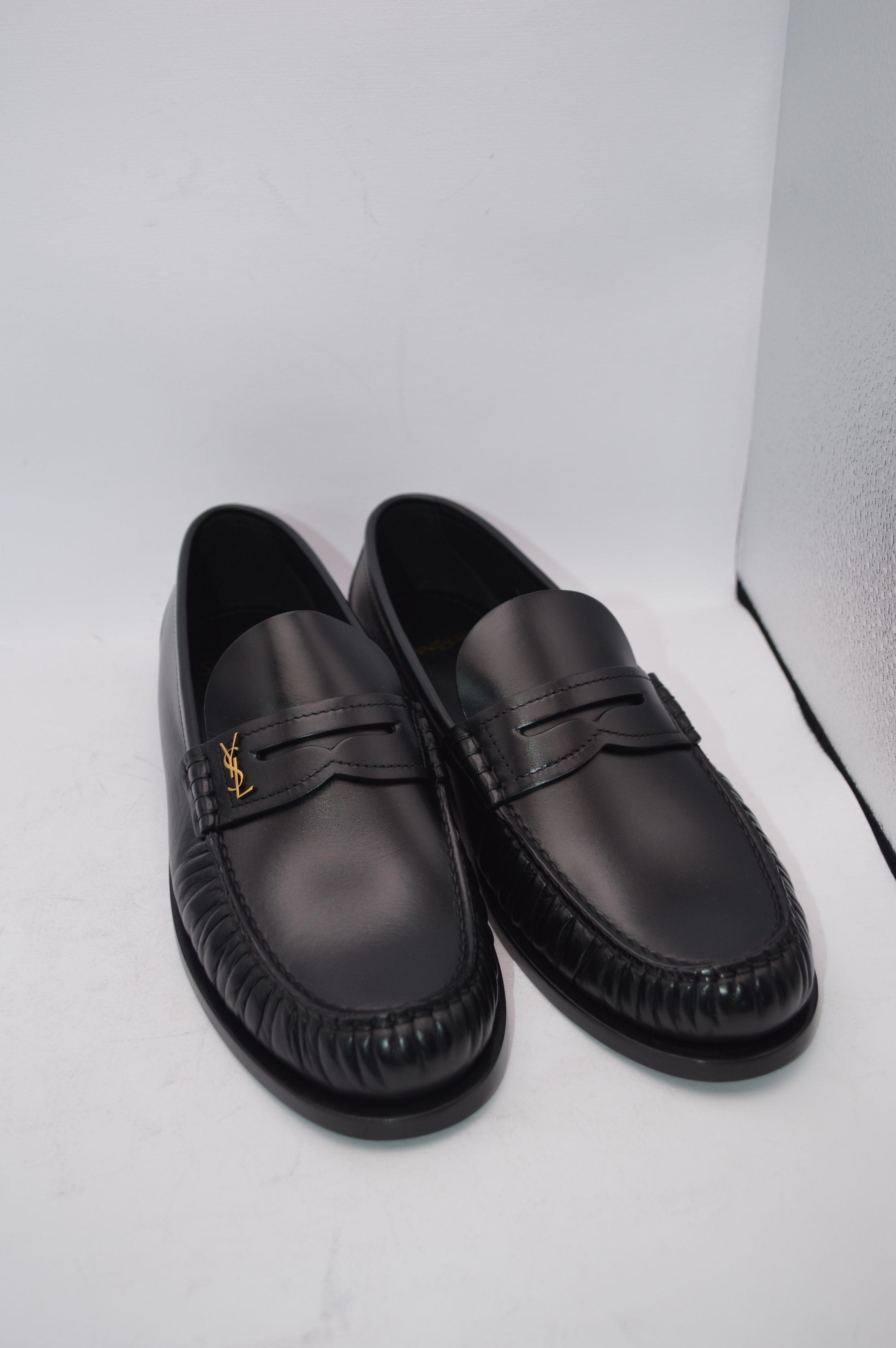 Saint Laurent Black Leather Moccasins