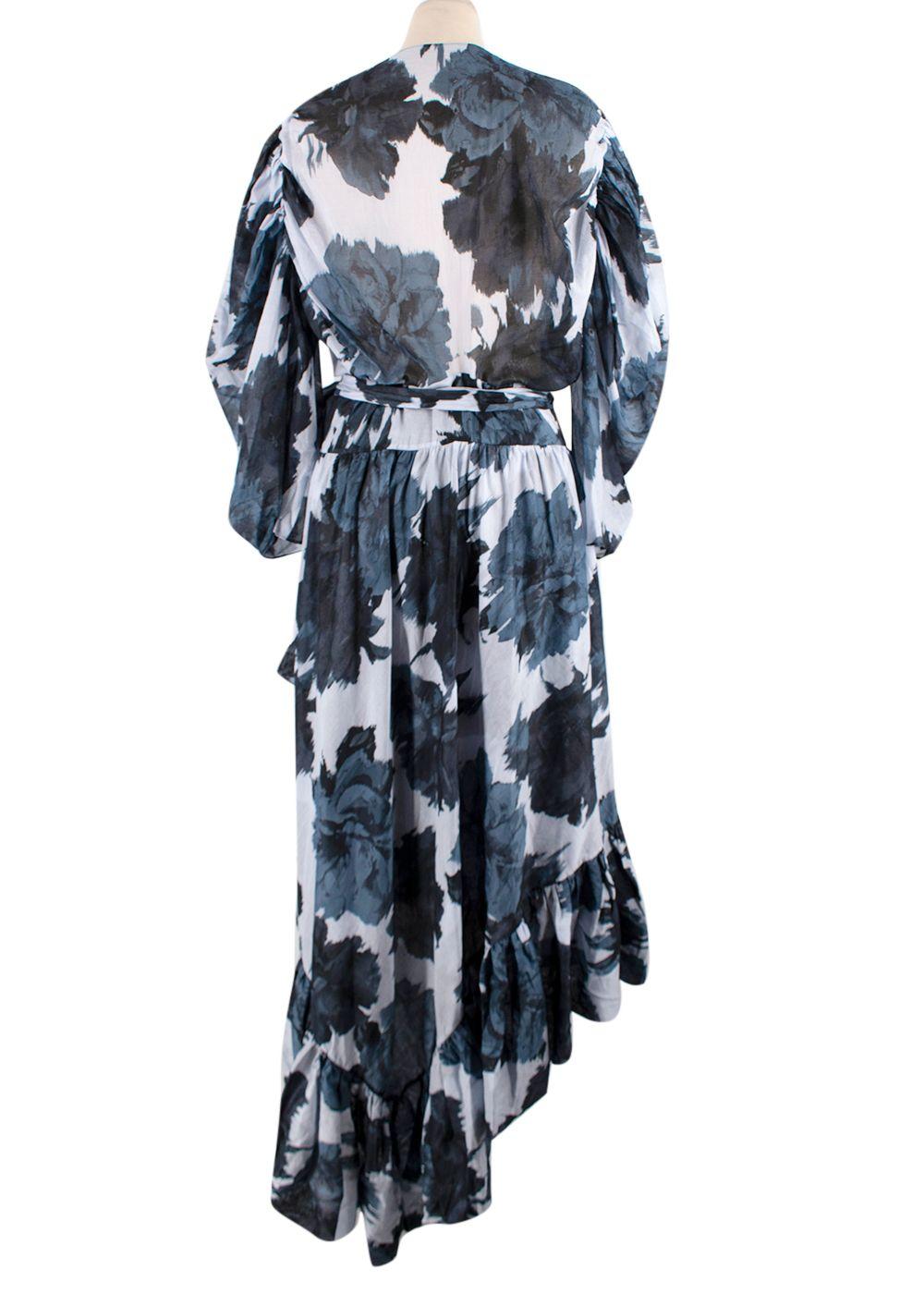 Alexandre Vauthier Asymmetric gathered printed cotton-gauze wrap dress