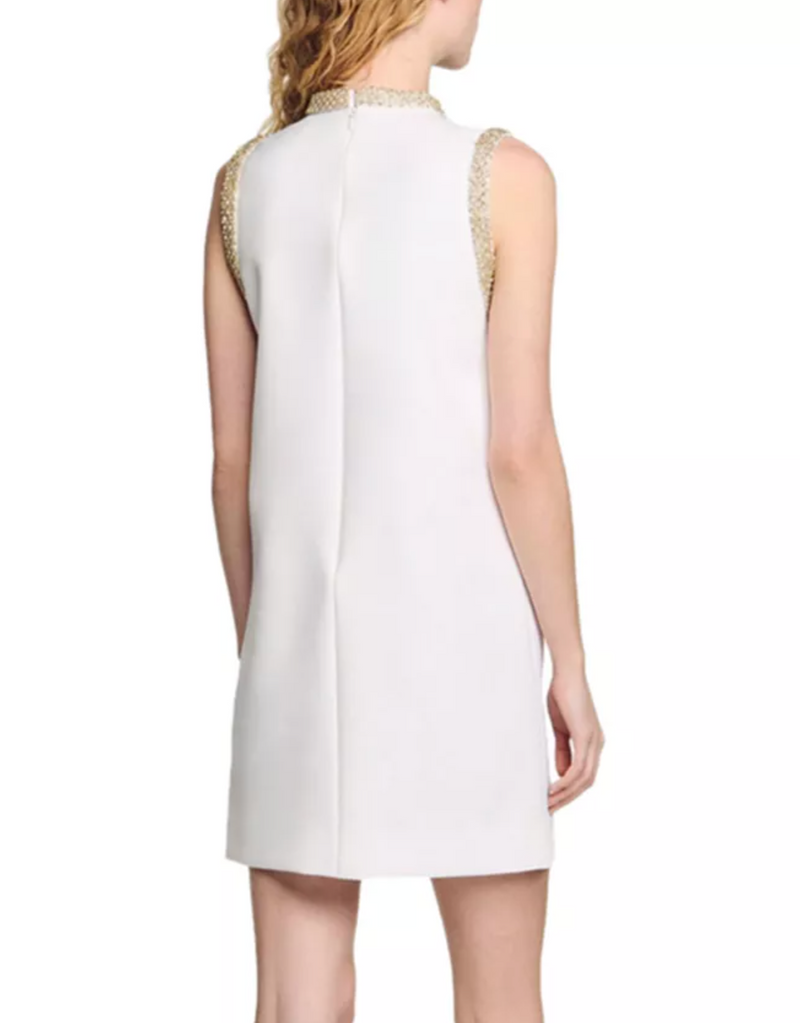Sandro Short Dress With Rhinestone Trim