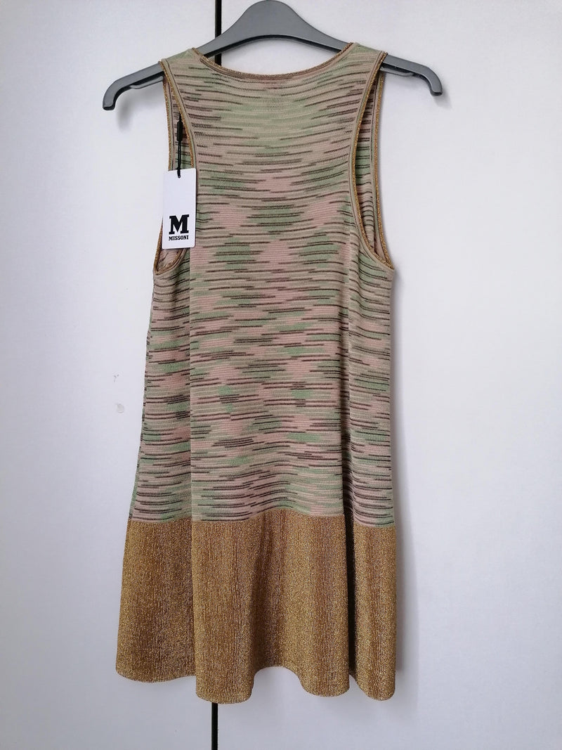 M Green, Pink & Gold Knitted Skater Dress