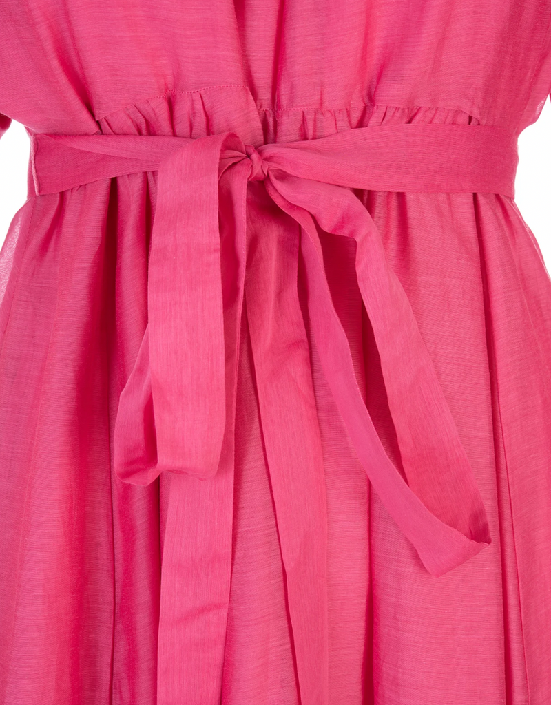 Max Mara Pink Fresia Belted Silk Blend Dress
