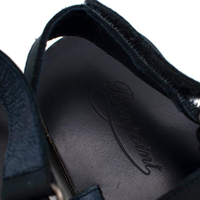 Bonpoint Navy Suede Velcro Sandals