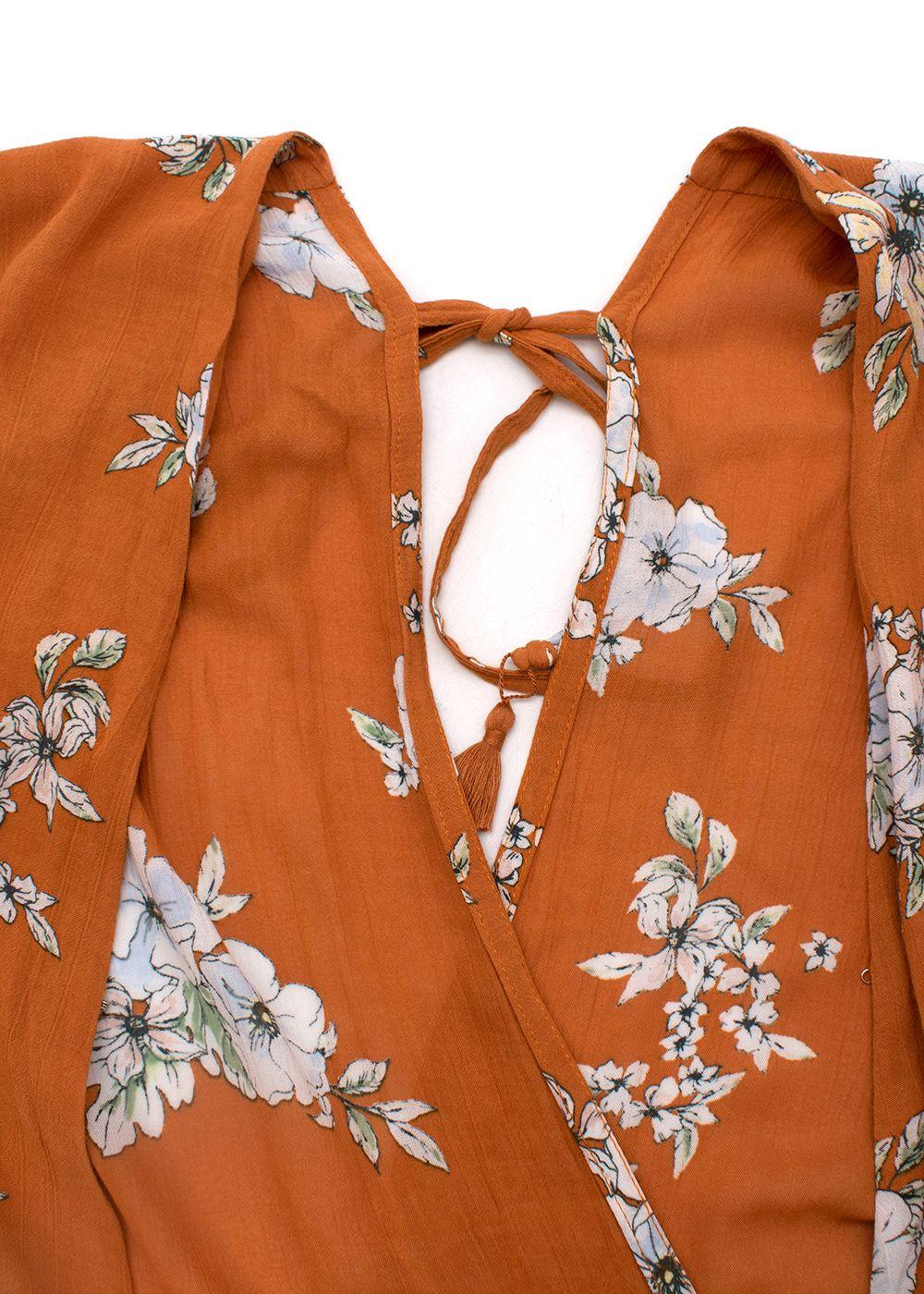 orange floral wrap dress