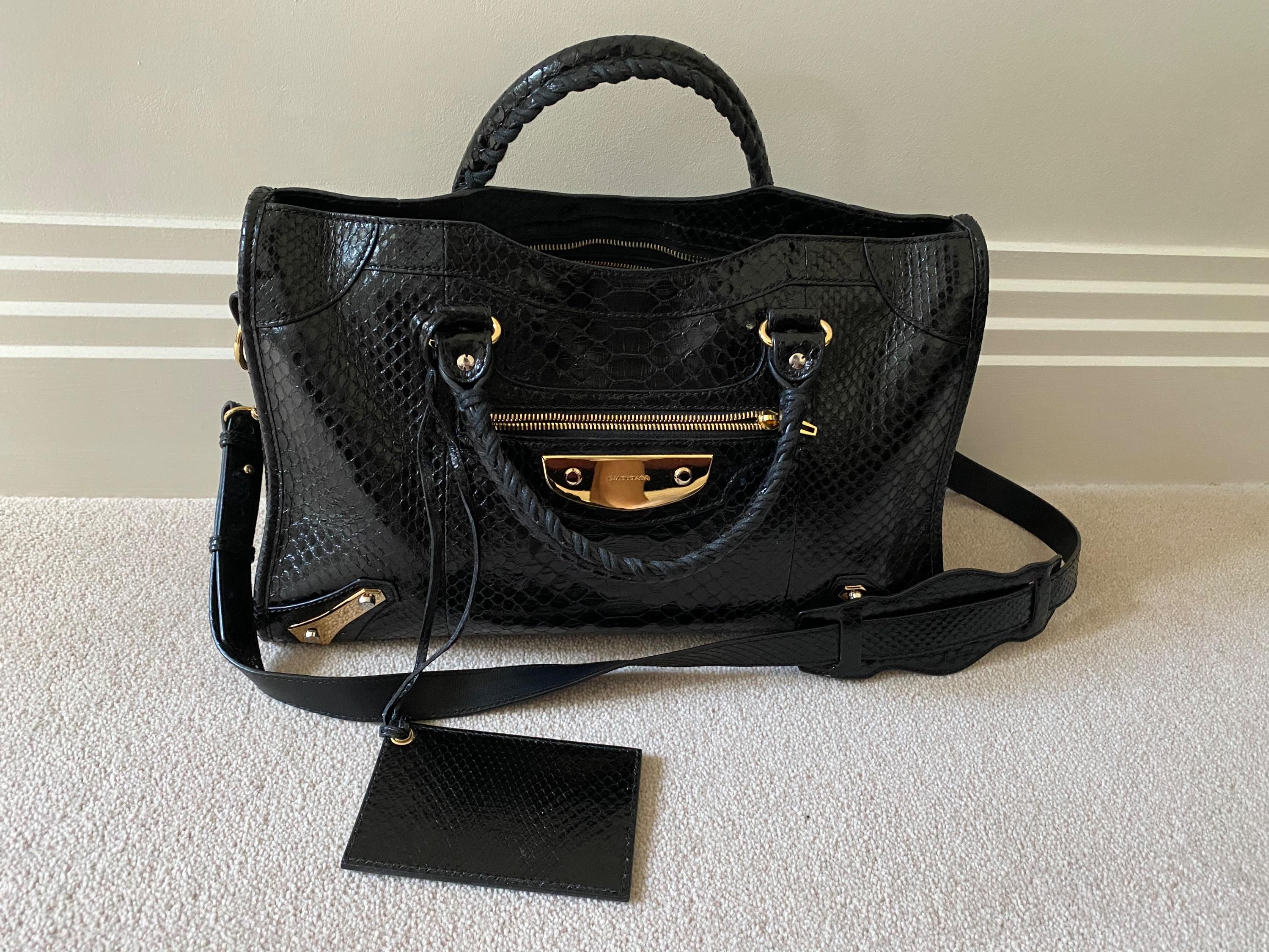 Black Snake Embossed City Bag