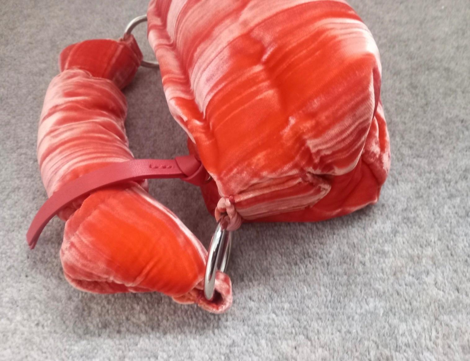 Dries Van Noten Orange Velvet Knot Bag