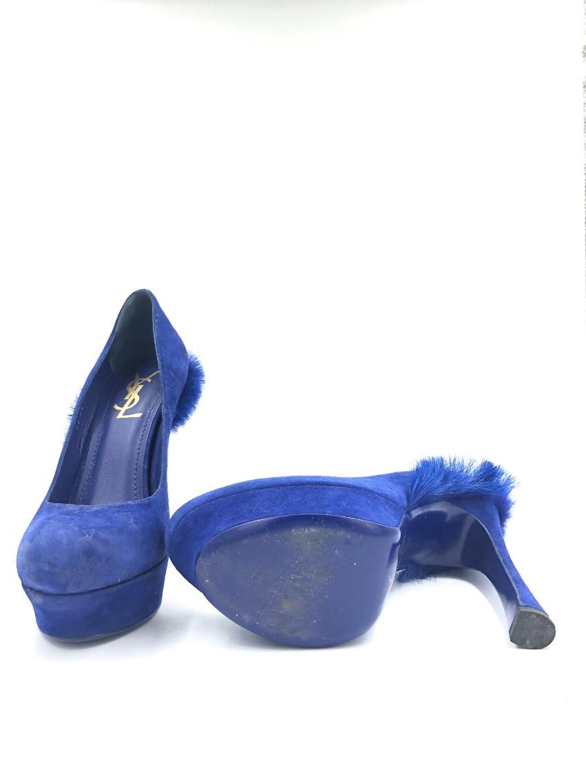 Yves Saint Laurent Palais Mohawk Blue Suede Pumps