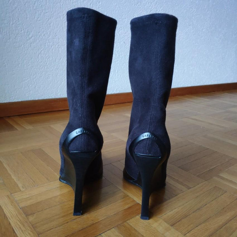 Casadei Suede & Leather Wedge Booties