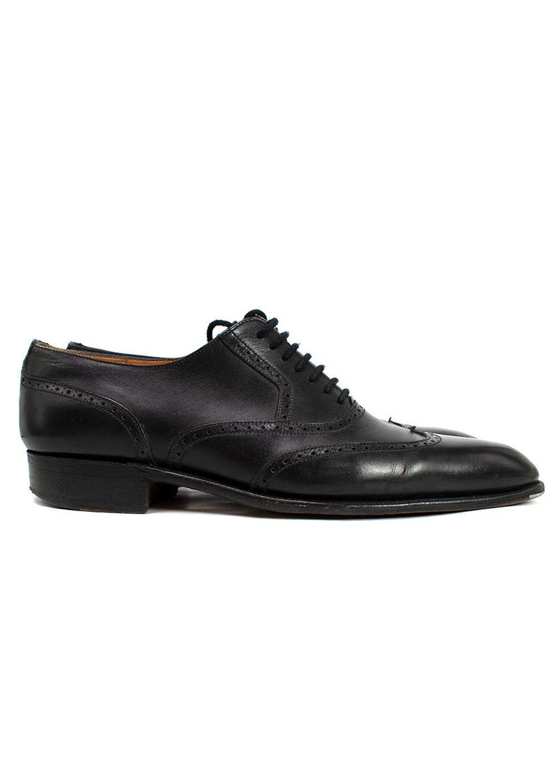 J.M. Weston Black Perforated Leather Dress Shoes