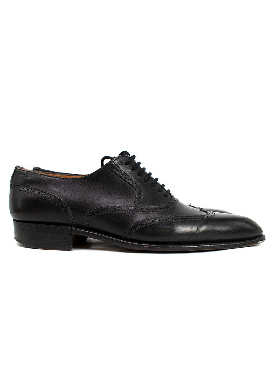J.M. Weston Black Perforated Leather Dress Shoes