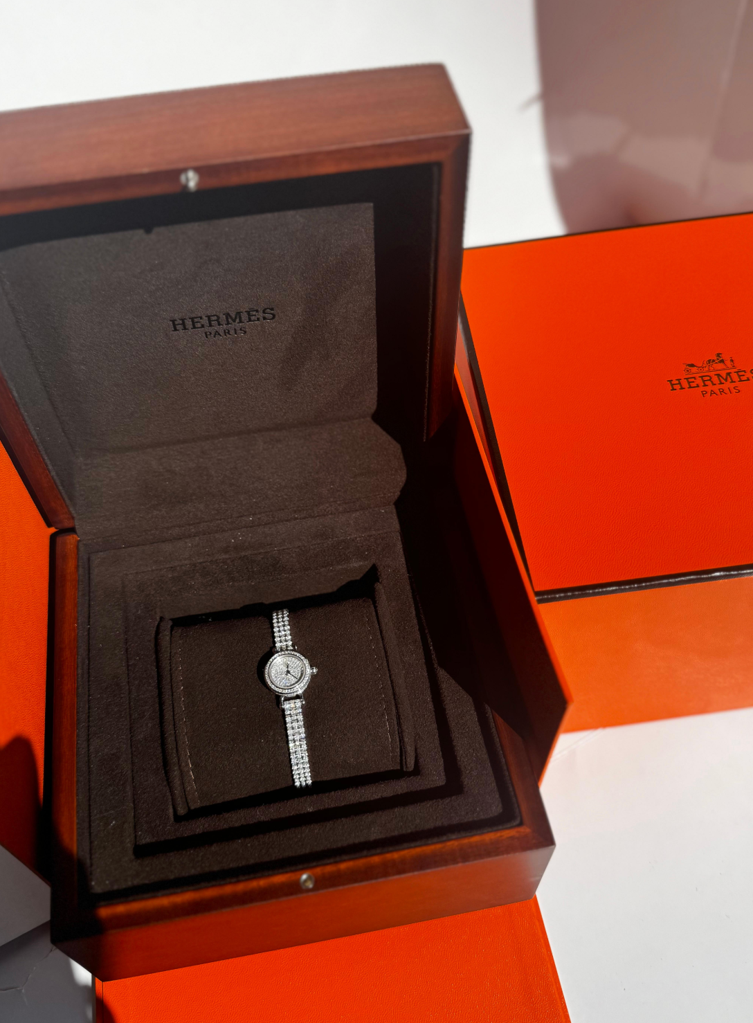 Hermes White Gold Diamond Set Watch