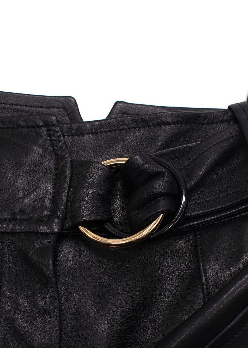 Petar Petrov Black Haena High-Waisted Leather Trousers with Belt Detail