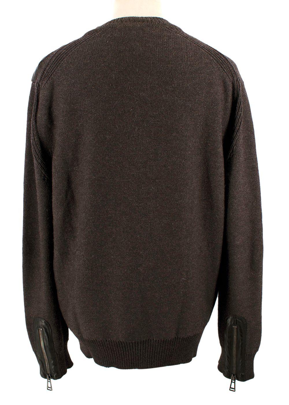 Belstaff Brown Zipped Shoulder Wool Jumper