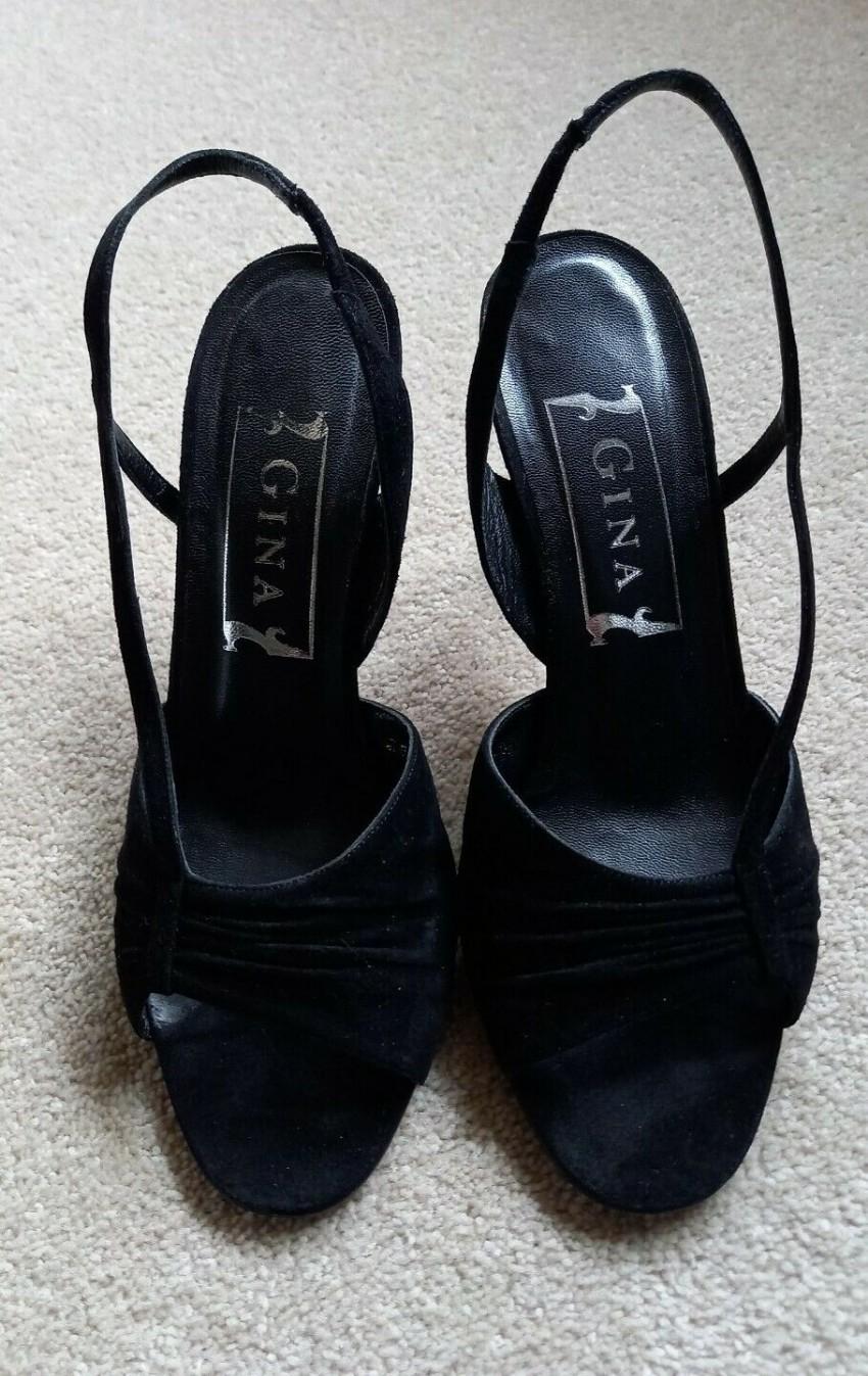 Gina Black Suede Serena Slingback Sandals