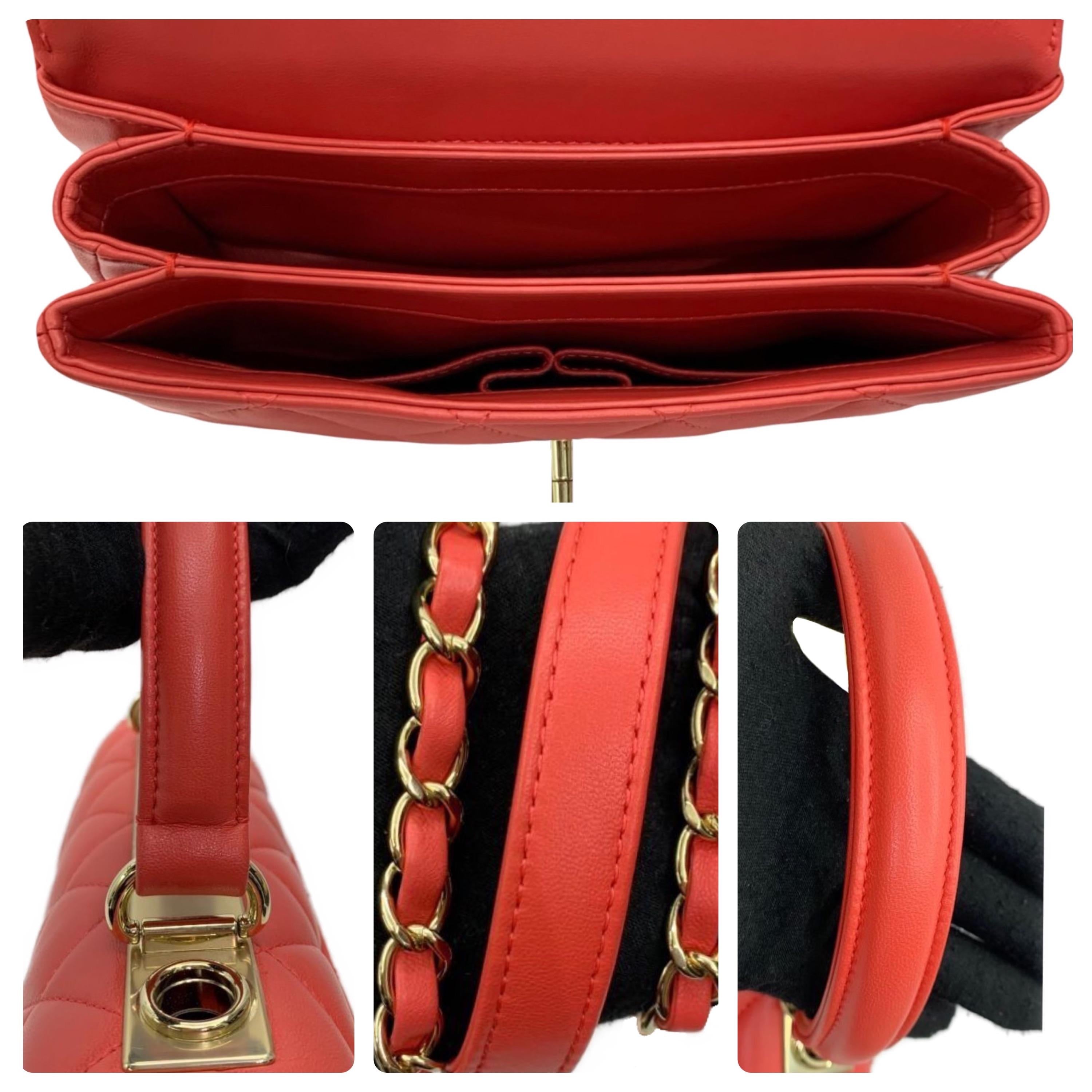 Small Orange Lambskin Trendy CC Flap Bag
