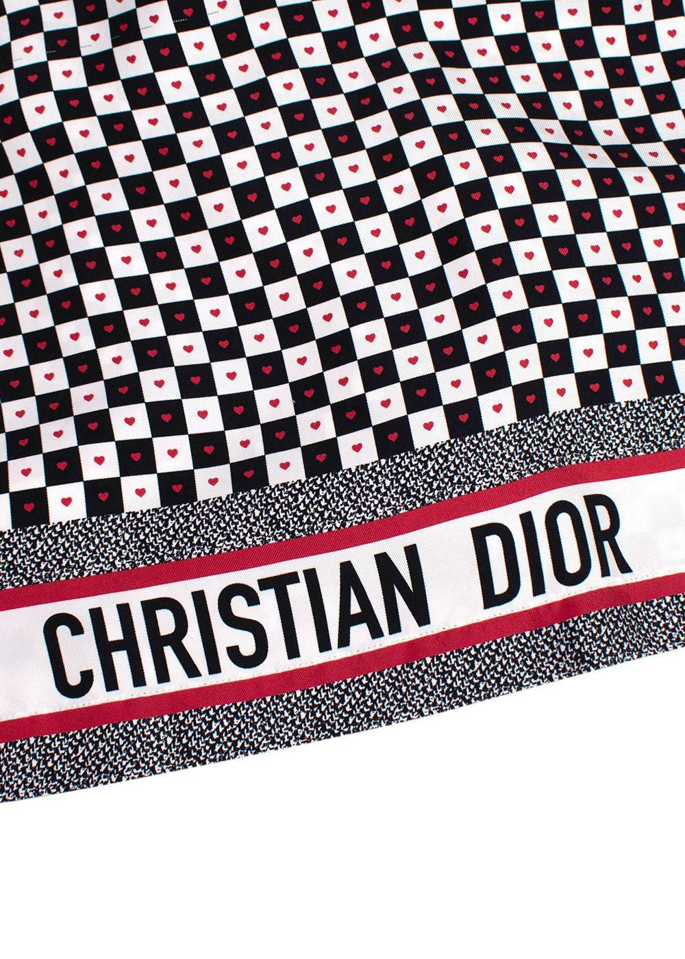 Dior Black and White Check Heart Silk Shirt