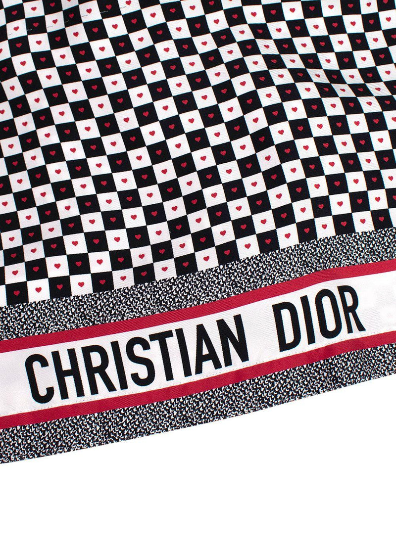 Dior Black and White Check Heart Silk Shirt