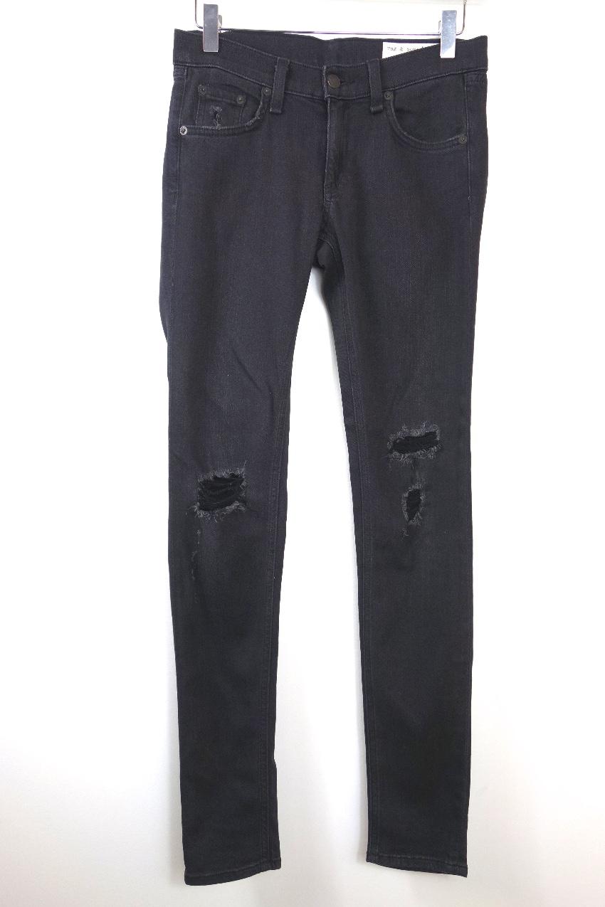 Rag and Bone Skinny Jeans in black with holes