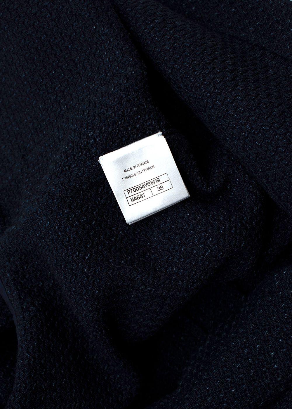 Chanel Navy Cotton Tie Front Cardigan