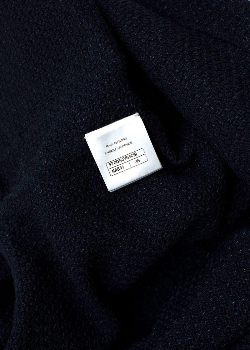 Chanel Navy Cotton Tie Front Cardigan