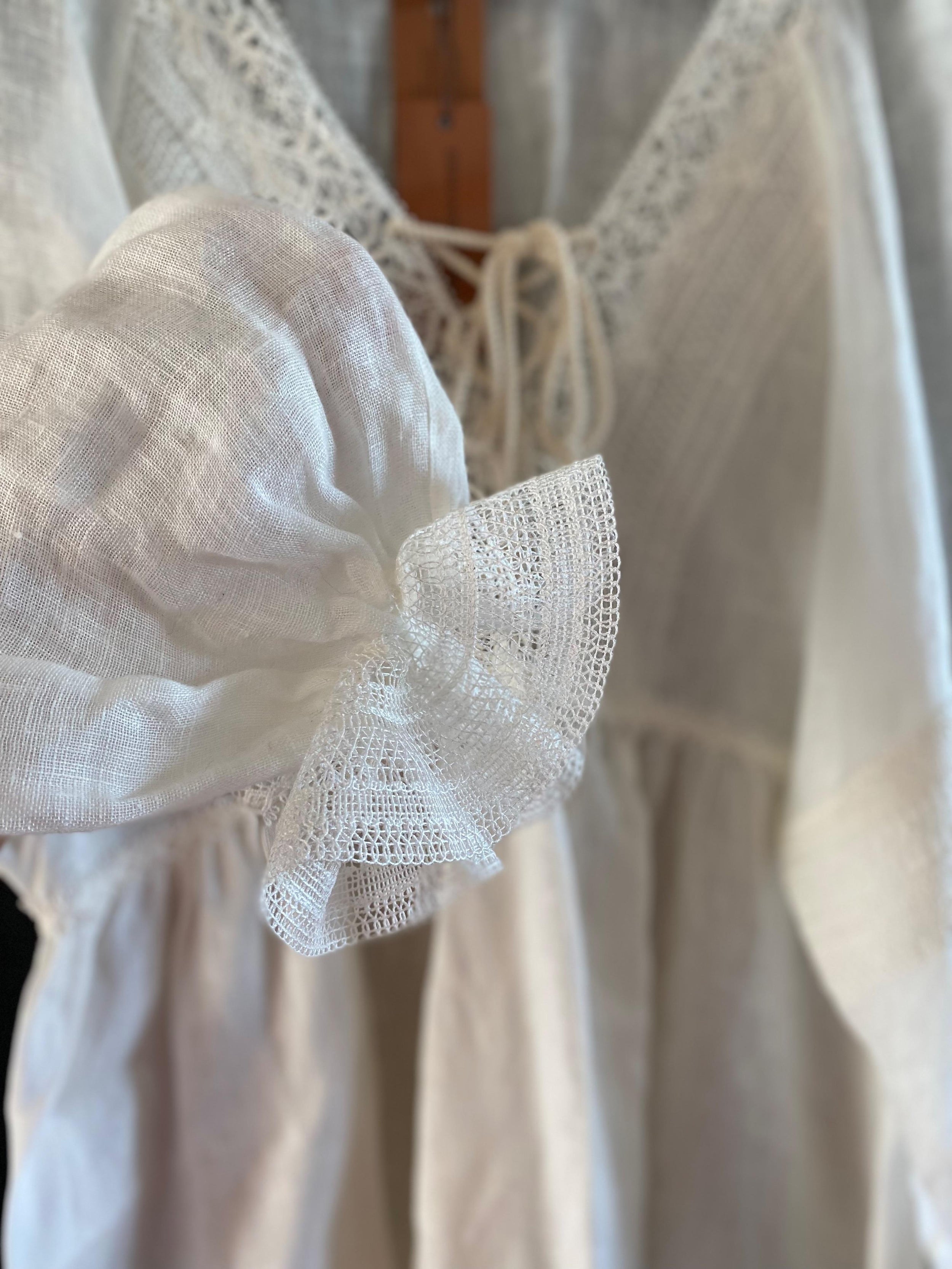 Lace Insert Lightweight White  Cotton Tunic Dress