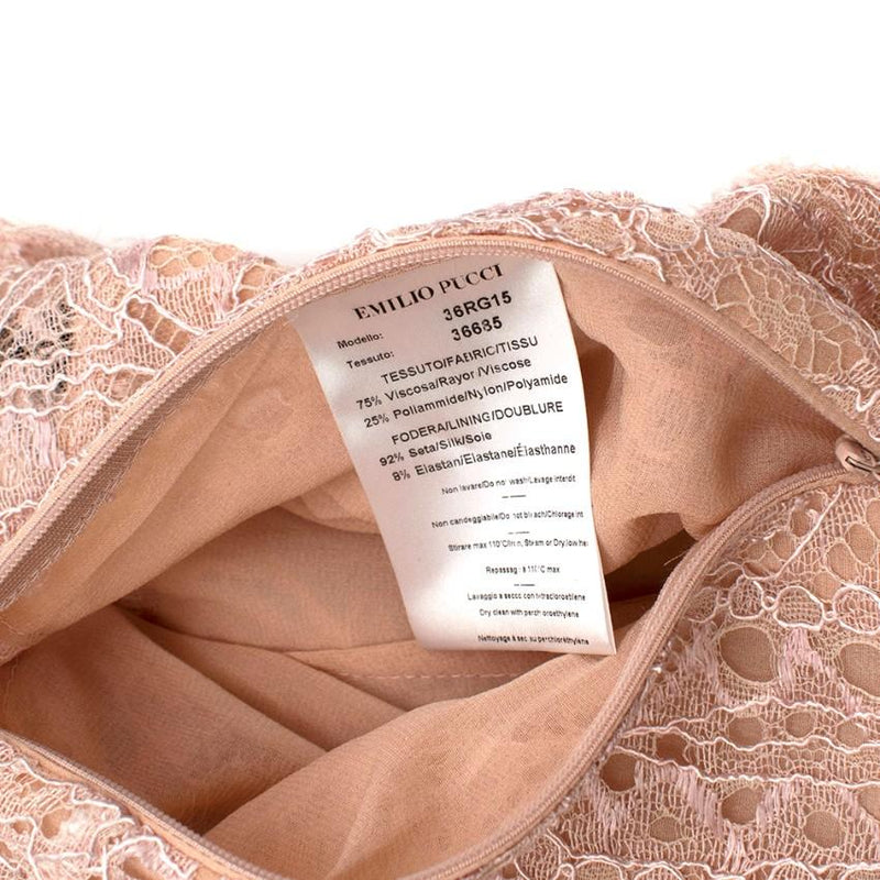Emillio Pucci Soft Pink V-Back Lace Dress