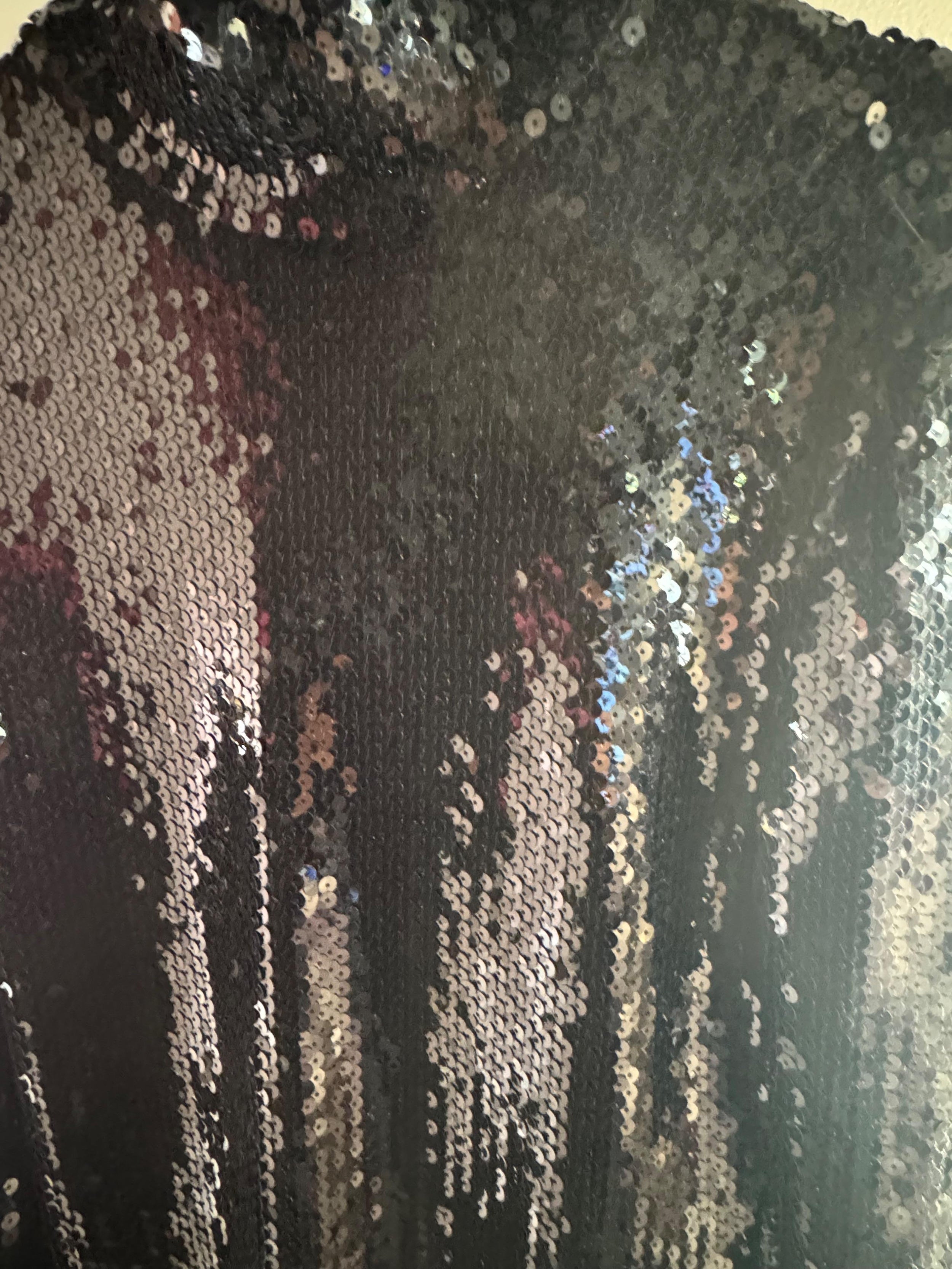 Dior High Neck Black Sequin Long Sleeved Top
