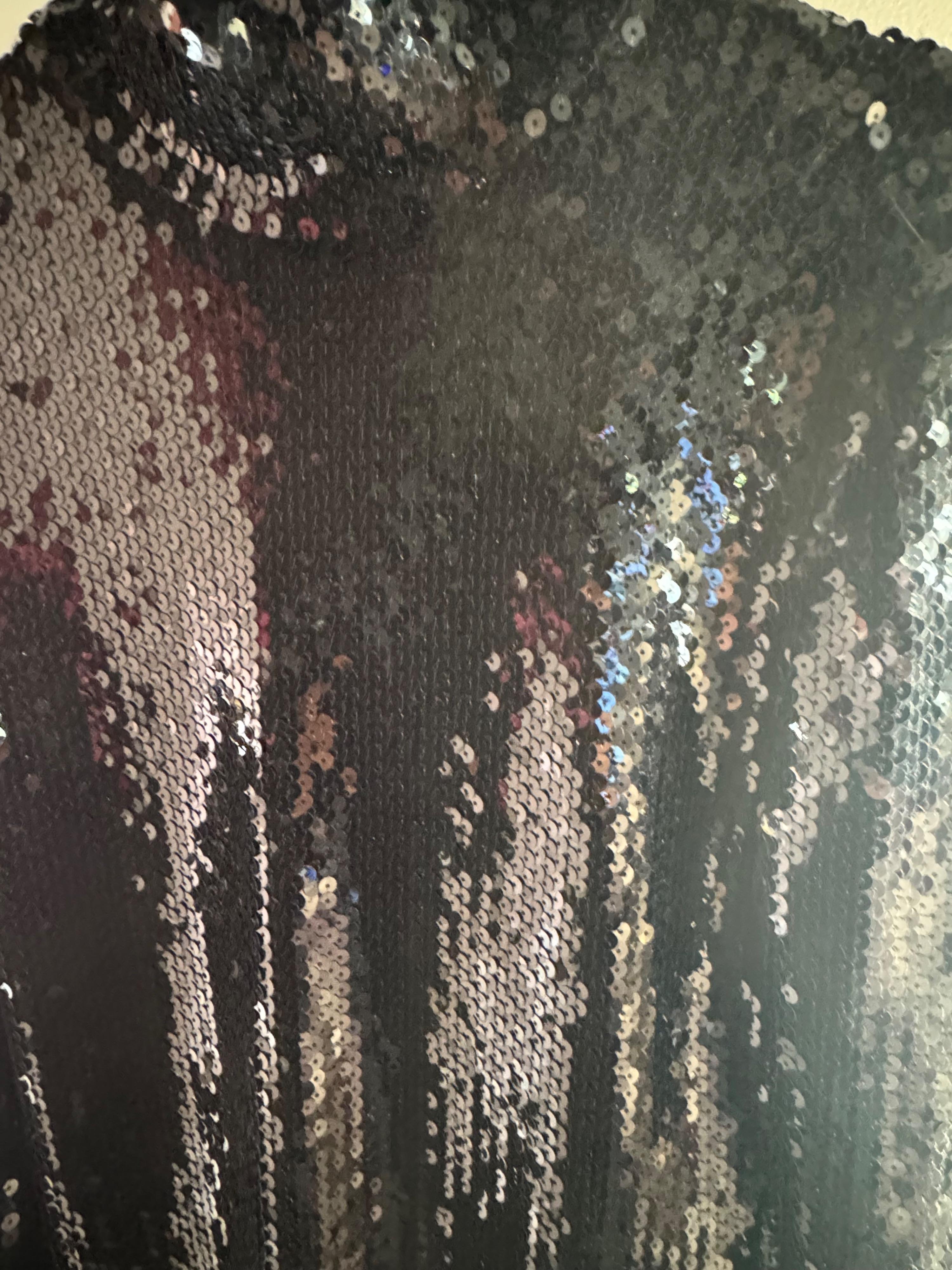 Dior High Neck Black Sequin Long Sleeved Top