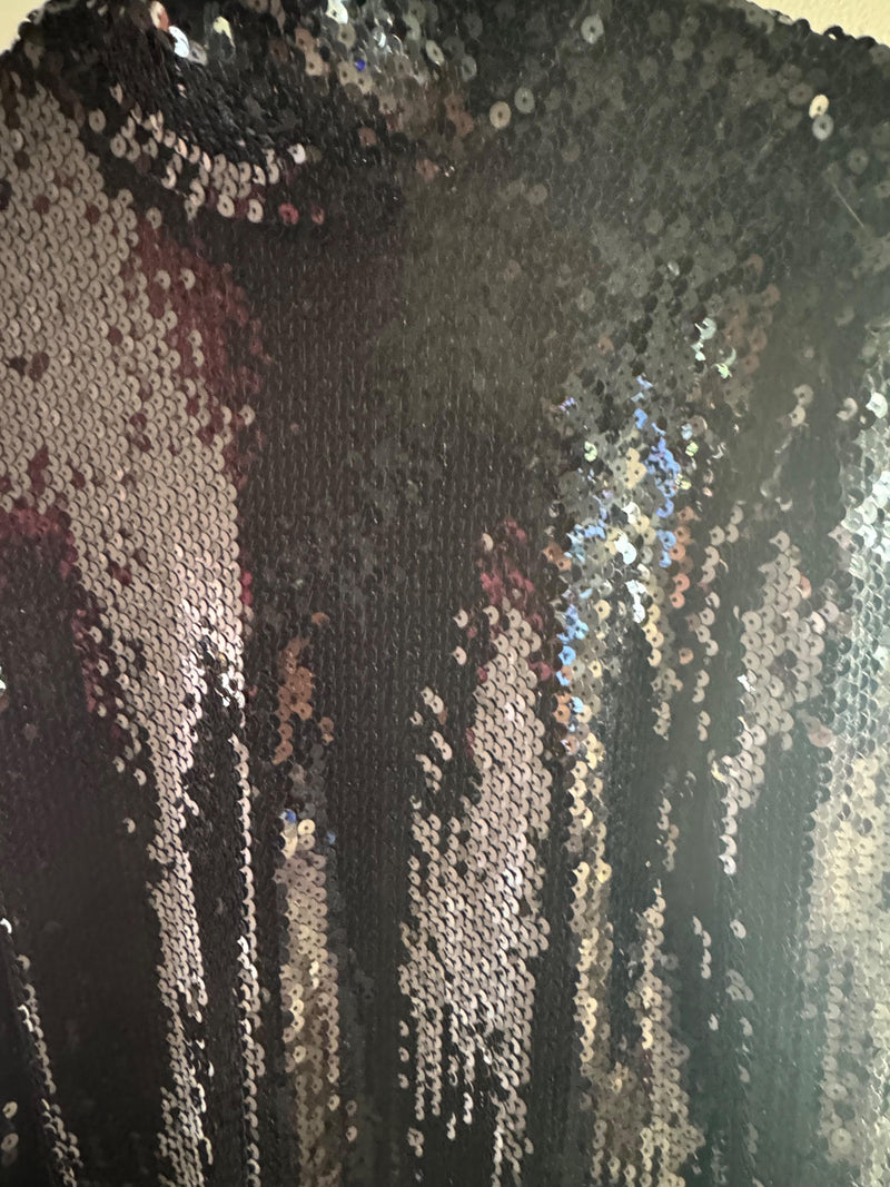 Dior High Neck Black Sequin Long Sleeved Top