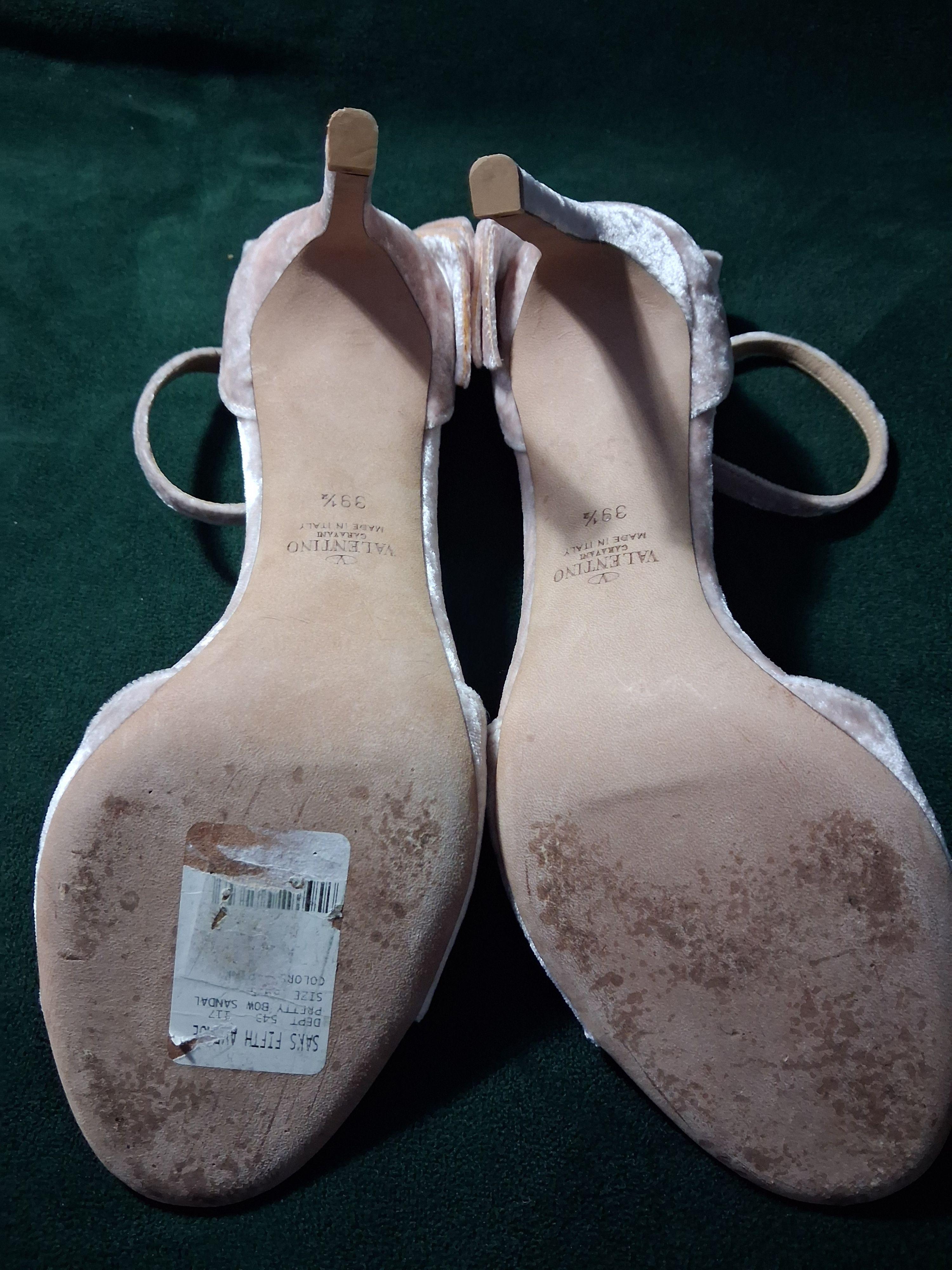 Valentino Blush Velvet Heeled Sandals