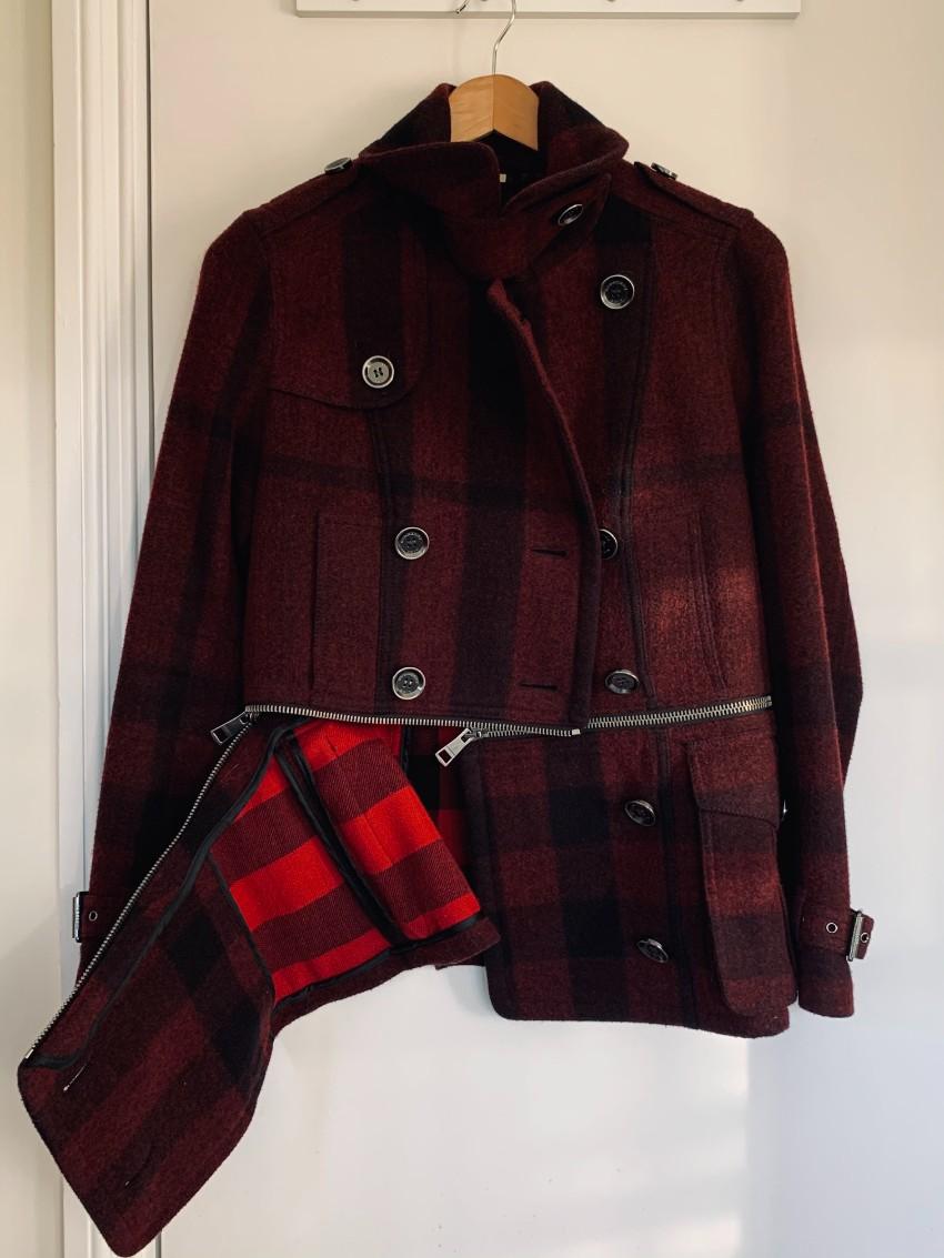 Burberry Brit Burgundy/Black Convertible High Neck Jacket