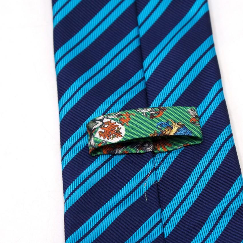 Eton Silk Diagonal Blue Stripe Tie