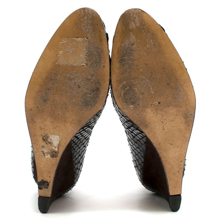 Stephane Kelian Paris Brown Snakeskin Wedges
