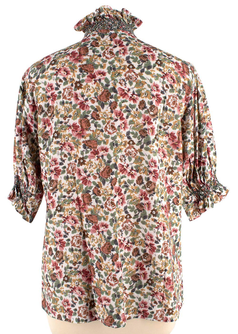 Loretta Caponi Floral High Neck Donatella Blouse