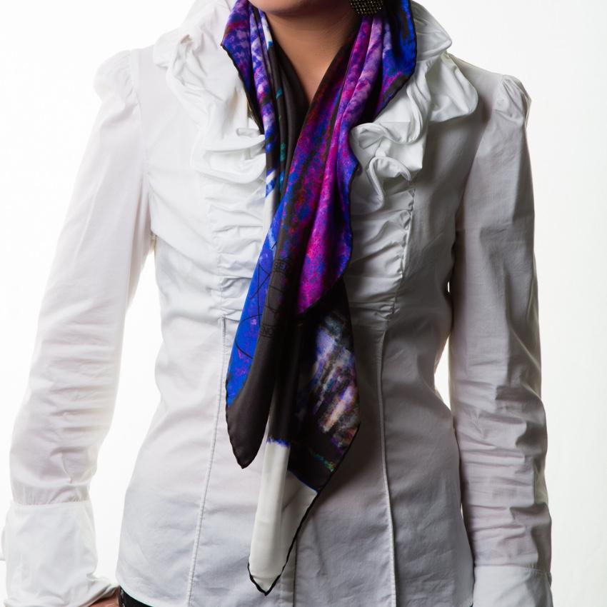 Rosemary Goodenough Purple River Through A Curtain IV Scarf