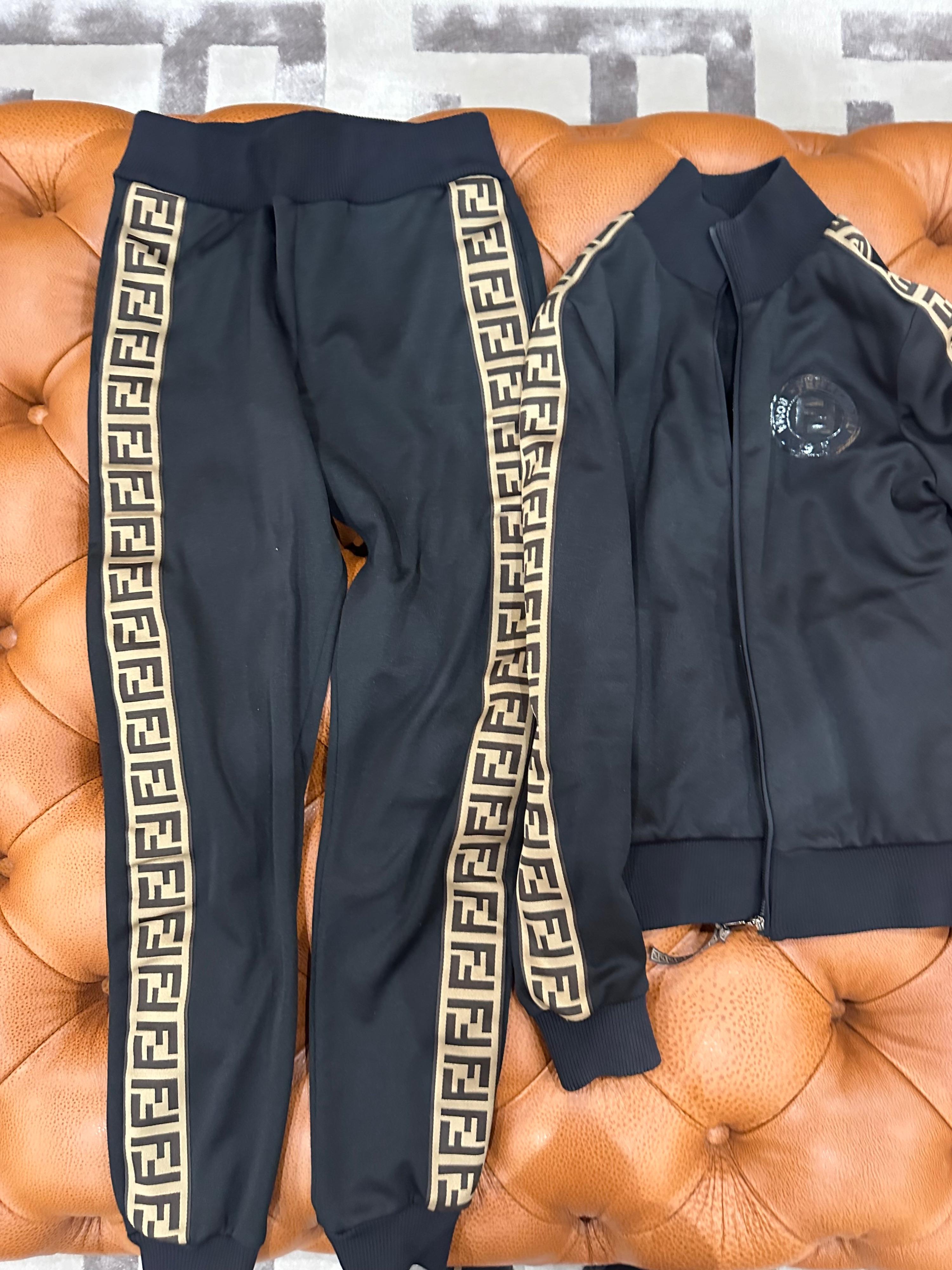Fendi FF Side-stripe Black Track Jacket & Pants