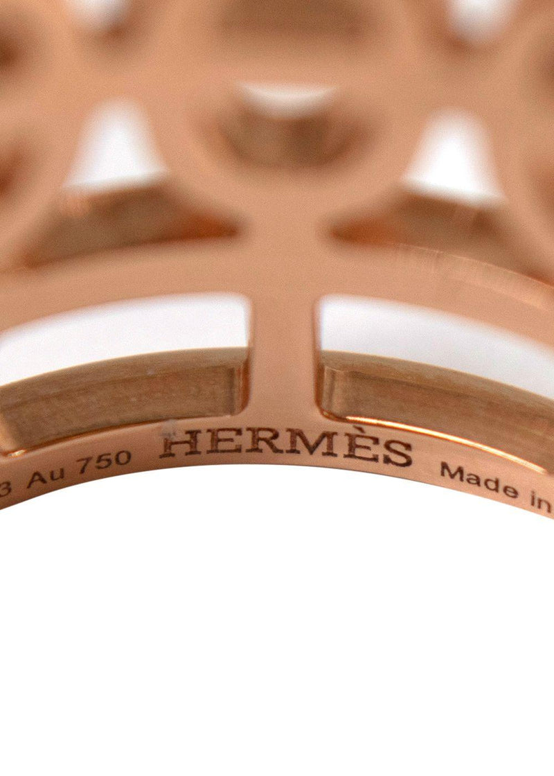 Hermes 18kt Rose Gold Chaine d'ancre Divine ring, large model