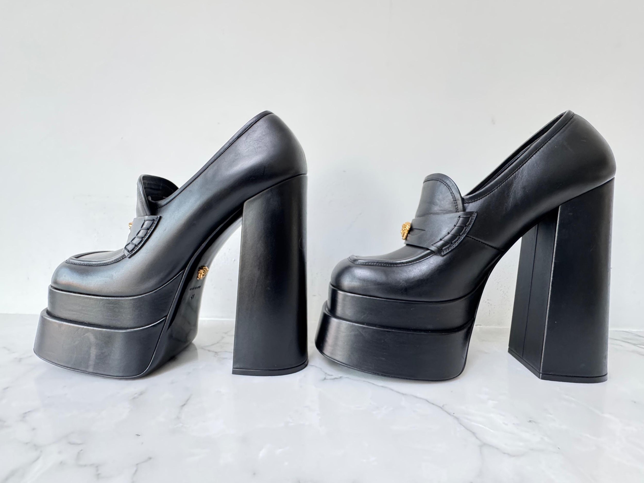 Versace Black Platform Loafers