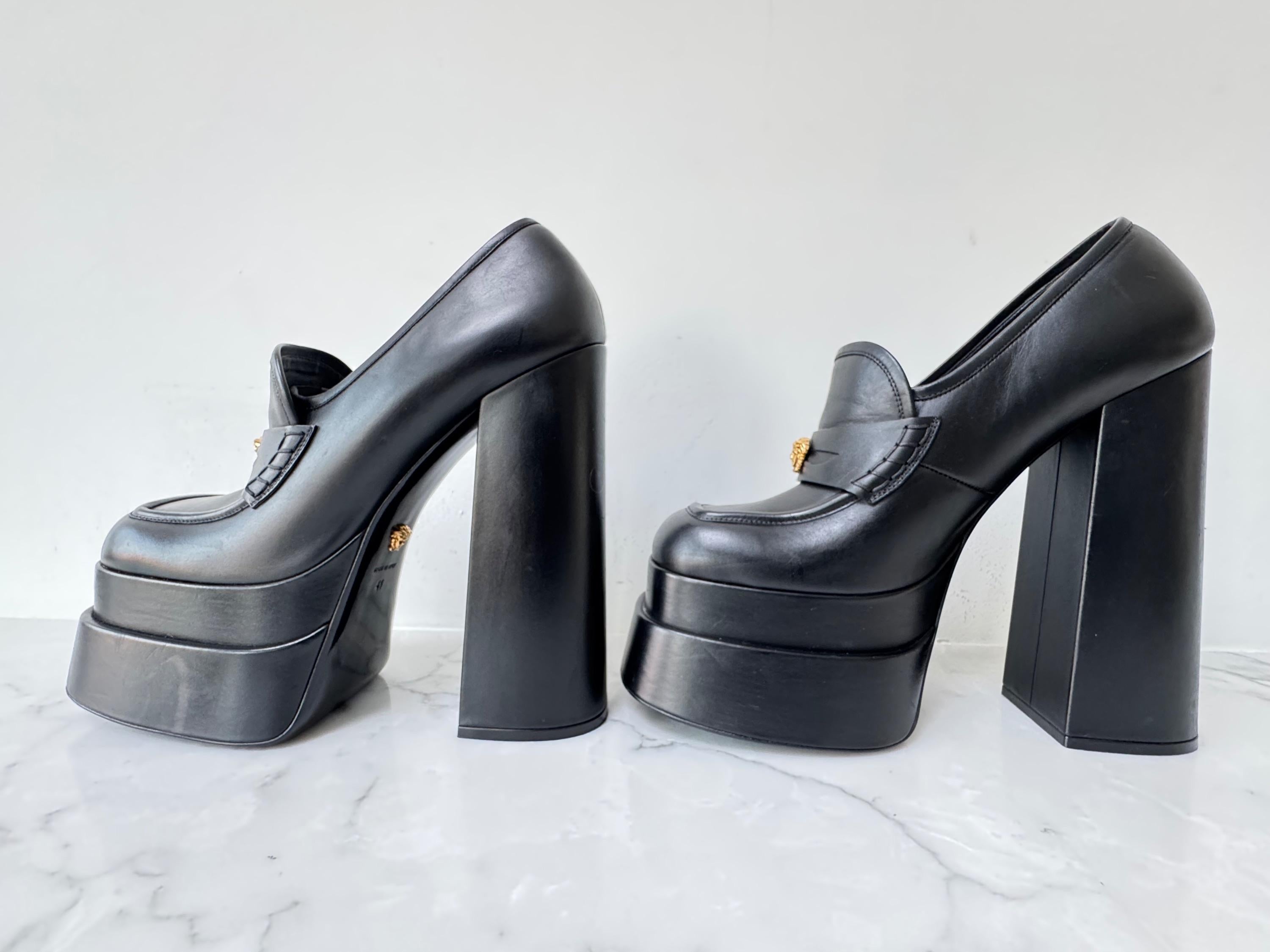 Versace Black Platform Loafers