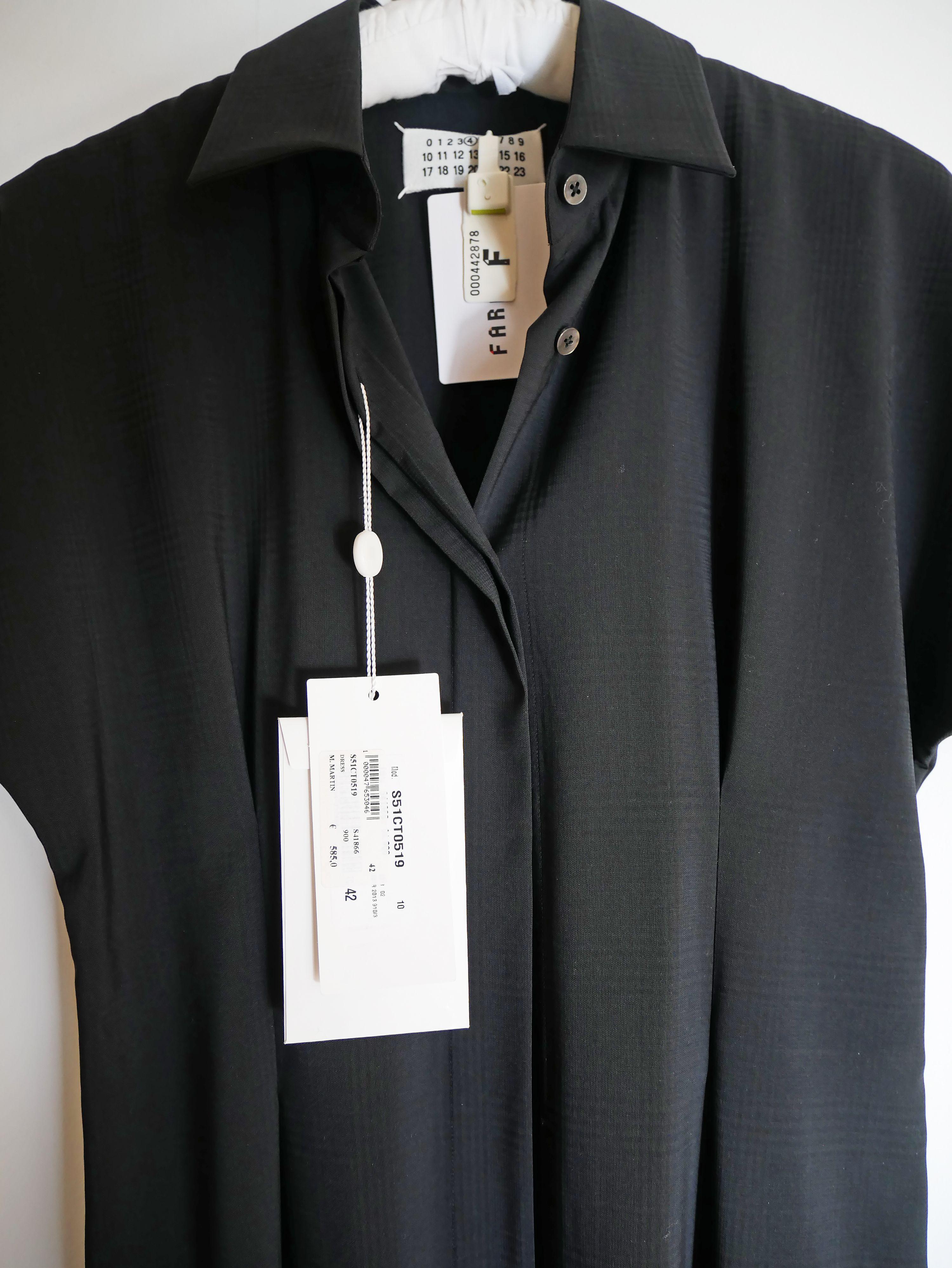 Black Wool Mid-Length Shirt Dress