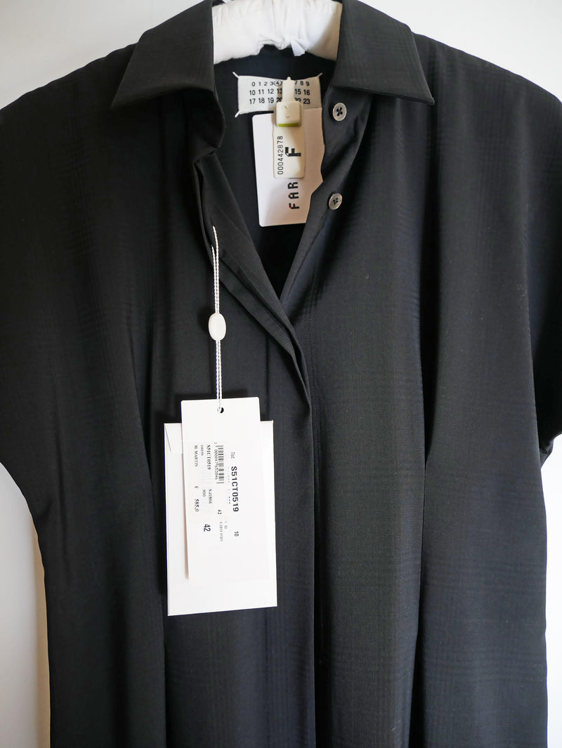 Black Wool Mid-Length Shirt Dress