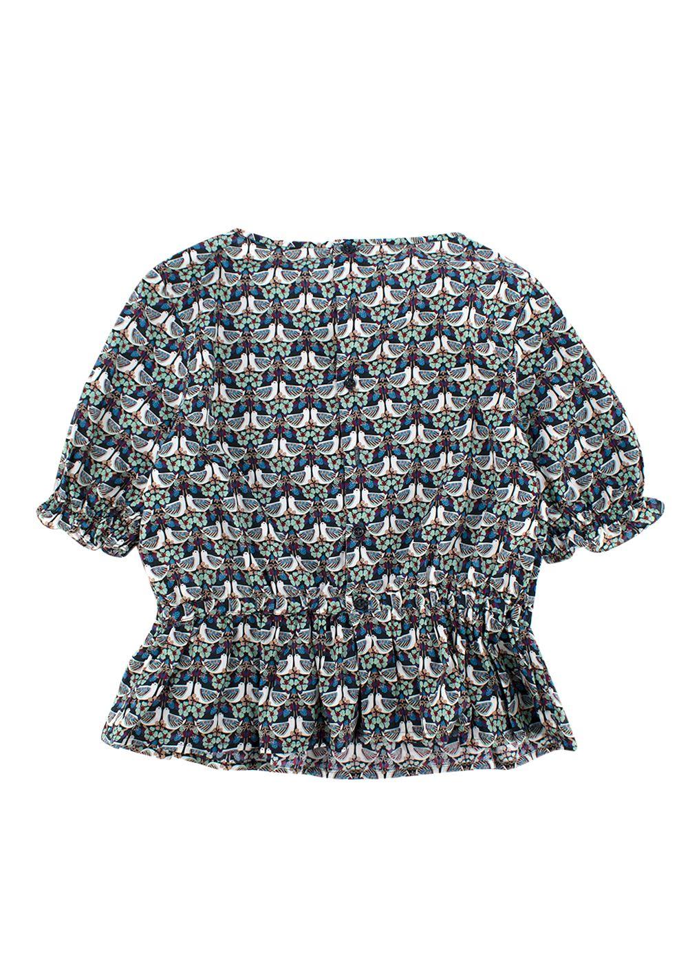 Bird Floral Printed Cotton Top