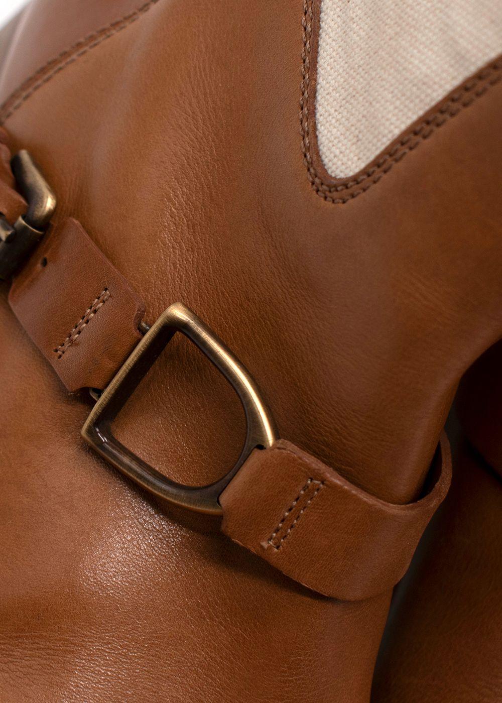 Ralph Lauren Beige Canvas-Leather Riding Boot