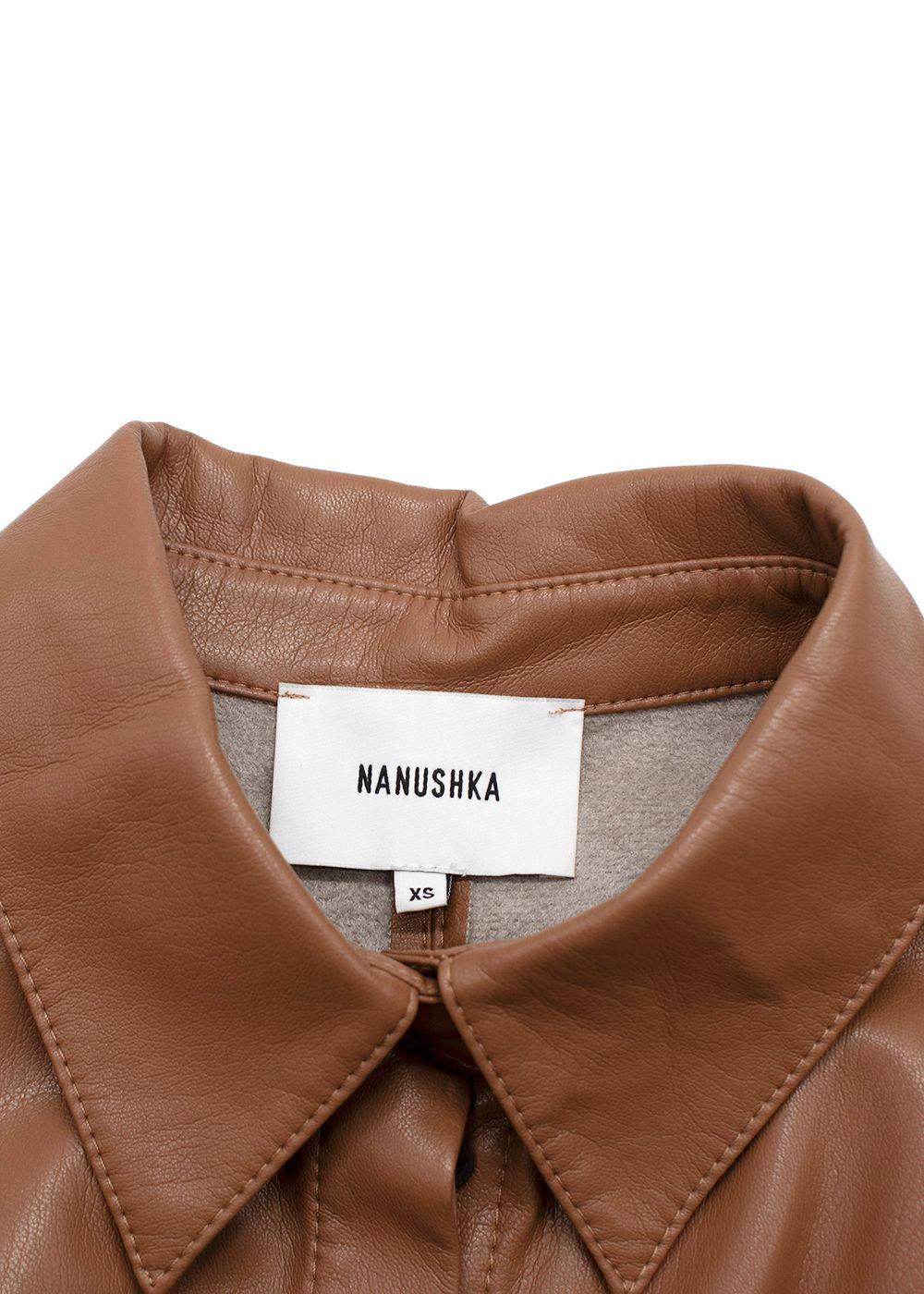 Nanushka Milk Chocolate Brown Faux Leather Shirt/Jacket