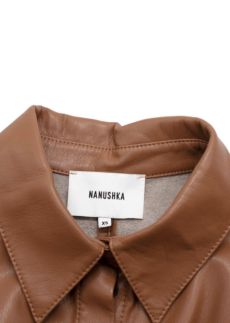 Nanushka Milk Chocolate Brown Faux Leather Shirt/Jacket