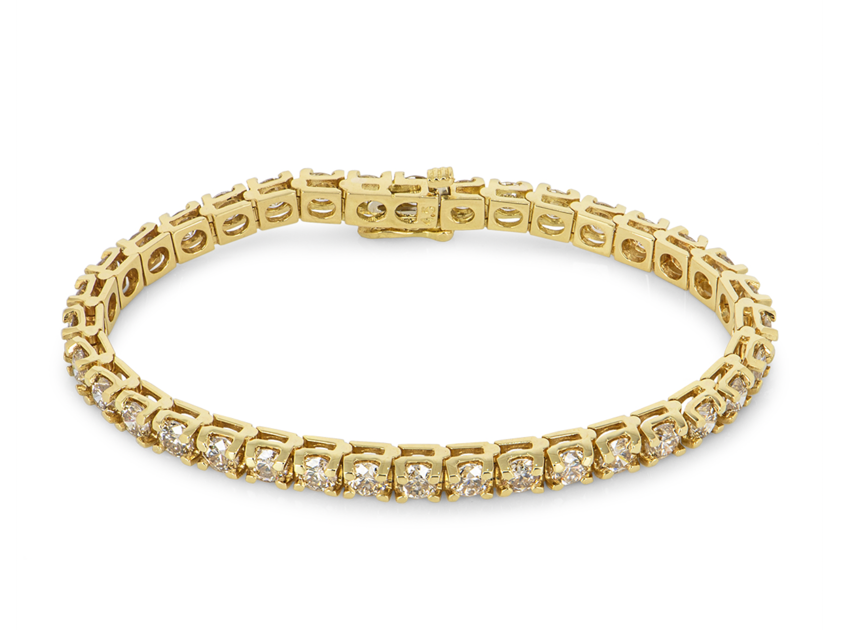 18ct yellow gold & white diamond line bracelet 10.8ct TWD
