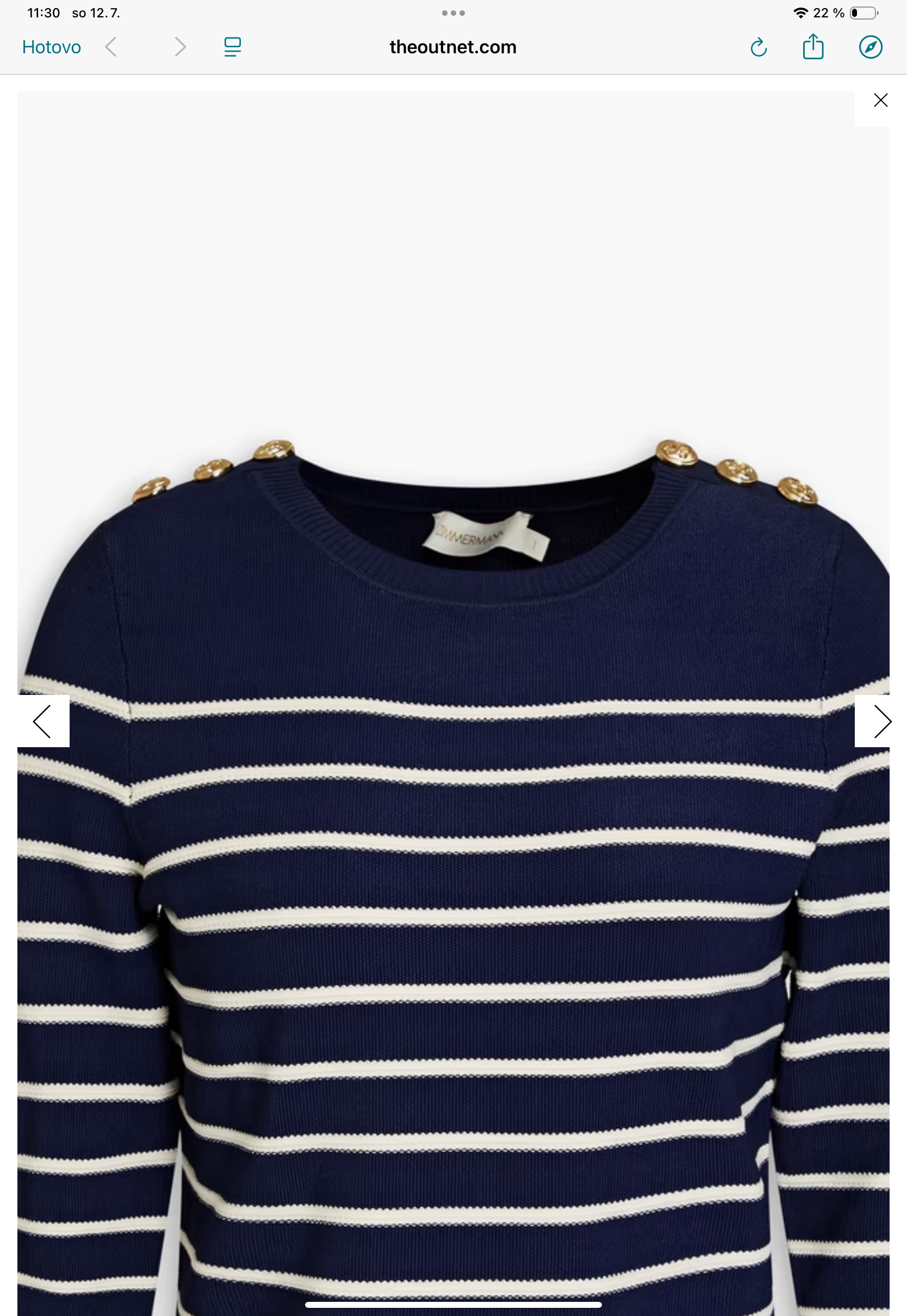 Zimmermann Button Detail Striped Jumper