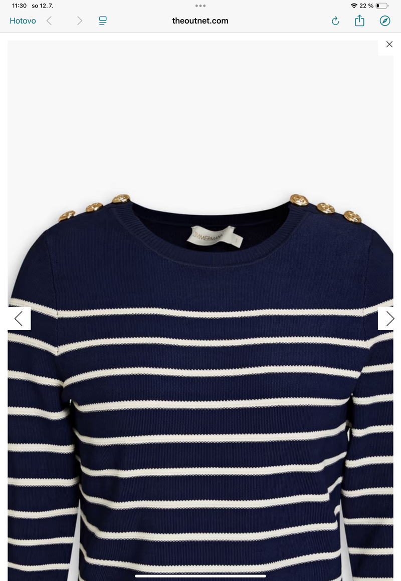 Zimmermann Button Detail Striped Jumper