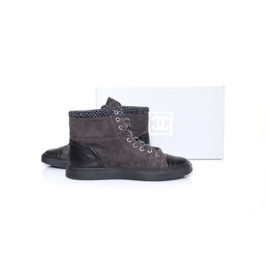 Chanel Suede & Leather High Top Sneakers